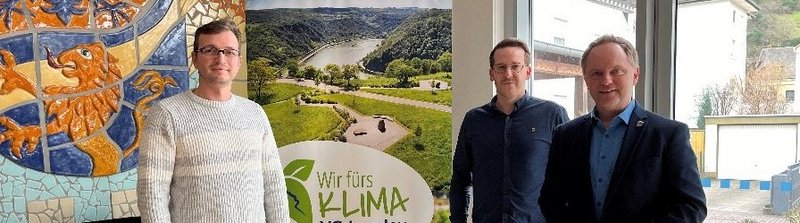 Klimaschutzmanager Hussam Shahoud Alnajm, Büroleiter Jan- Hendrik Clasen und Bürgermeister Mike Weiland.